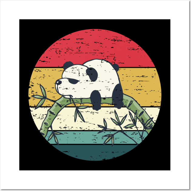 Funny Cute Panda Retro Sunset Distressed Vintage Rainbow Colors Wall Art by ebayson74@gmail.com